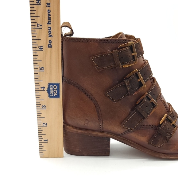 Roan by Bed Stu Zoey Tan Stacked Heel Buckle Ankle Boots Women's Size 9.5 - Picture 14 of 15